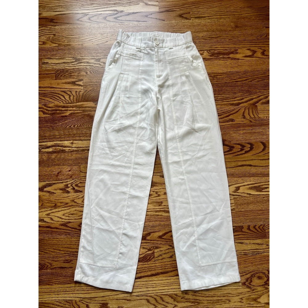 Anthropologie Lili Sidonio Wide Leg Pants White Beach Boat Lake Resort Sz S - Picture 2 of 5